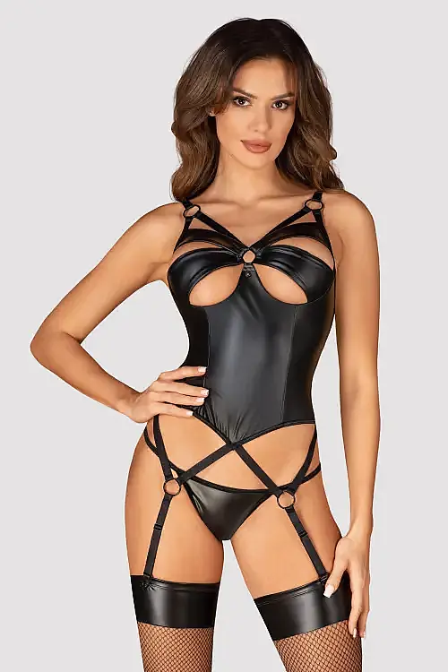 Комплект black Armares corset and thong Obsessive