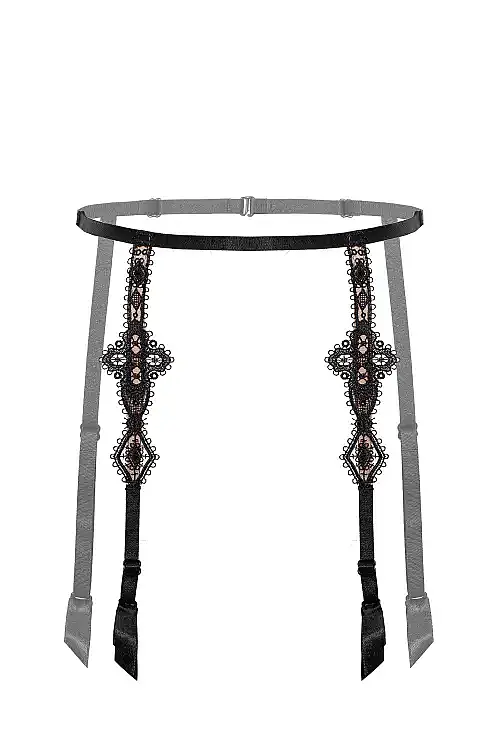 Пояс для панчох Emmanuelle чорний/кава з молоком 10719 Gracija-Rim